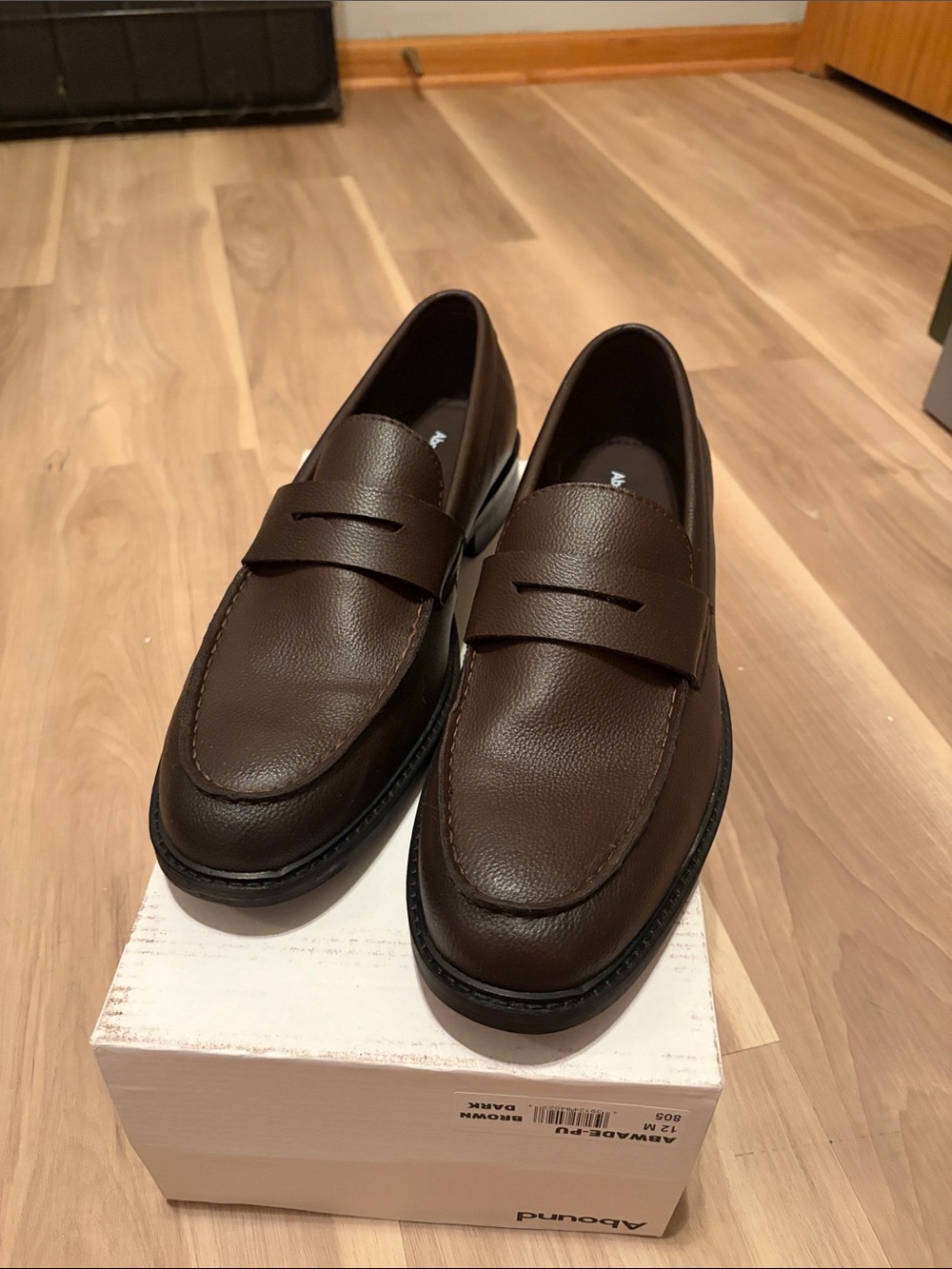 Abound Brown Pebbled Leather Penny Loafers
